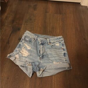 American Eagle Outfitters Light Wash Distressed Denim Shorts